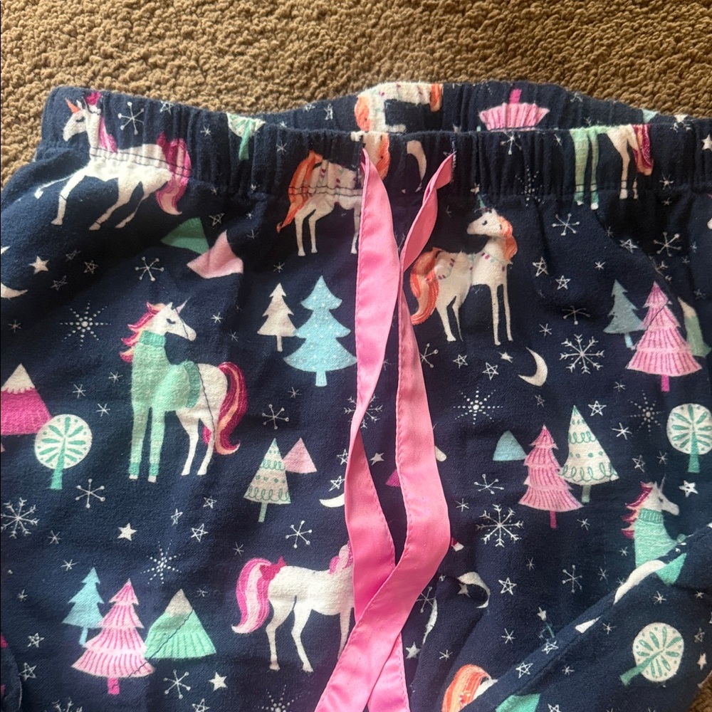Unicorn Print flannel Pajamas - Navy - Picture 4 of 5